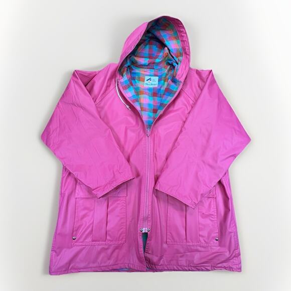 Misty Harbor Jackets & Blazers - Misty Harbor Lined Rain Jacket Women's Large Pink Mid Length Hooded Coat Slicker